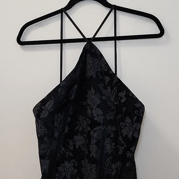 NWT Rag & Bone Retro Floral fara velvet black Halter Slit dress Size 6 - Picture 10 of 16